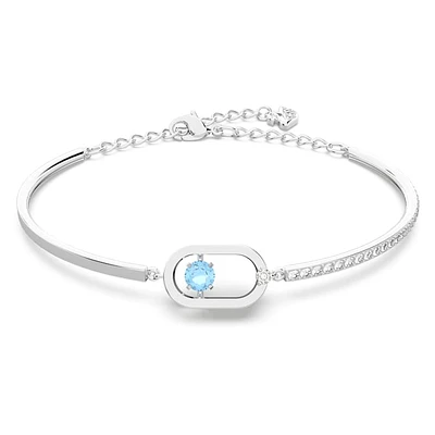 Una bracelet, Round cut, Oval shape, Blue, Rhodium plated by SWAROVSKI