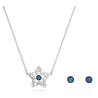 Stella set, Mixed cuts, Star, Blue, Rhodium plated by SWAROVSKI