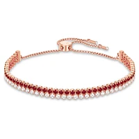 Matrix Tennis bracelet, Red, Rose gold-tone plated by SWAROVSKI