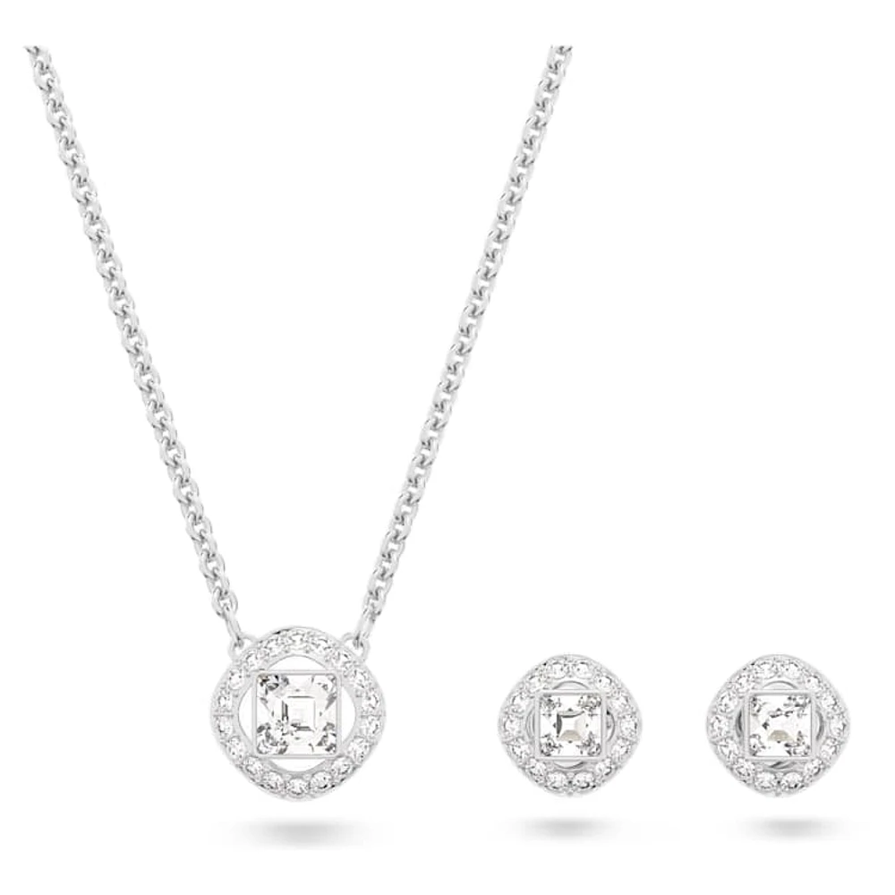 Una Angelic set, White, Rhodium plated by SWAROVSKI