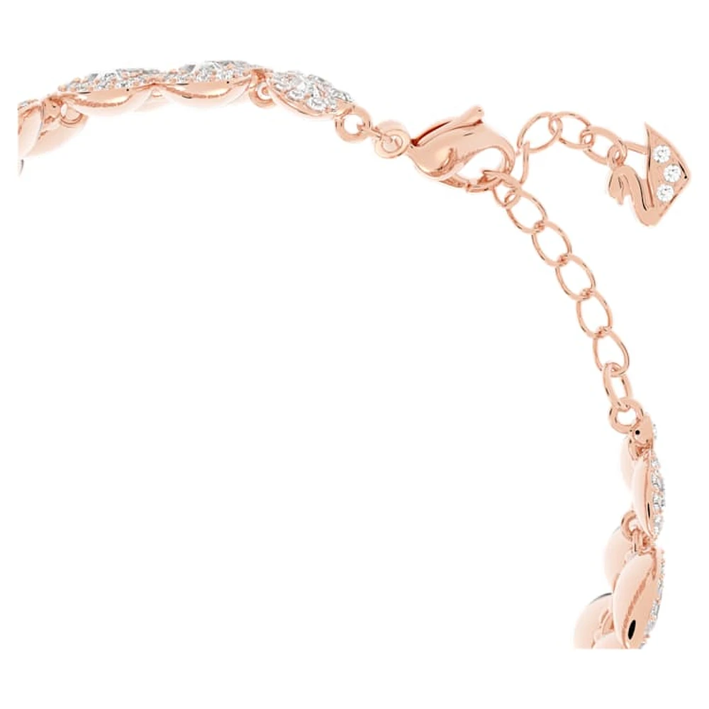 Baron bracelet, Leaf, White, Rose gold-tone plated by SWAROVSKI