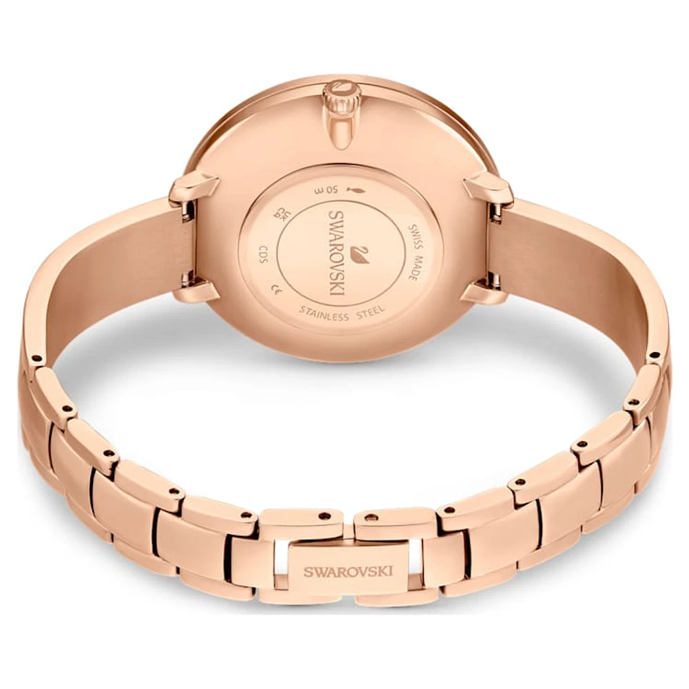 Crystalline Delight watch, Swiss Made, Metal bracelet, Red, Rose gold-tone finish by SWAROVSKI