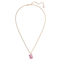 Swan pendant, Swan, Medium, Pink, Rose gold-tone plated by SWAROVSKI