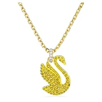 Swan pendant, Swan, Medium, Yellow, Gold-tone plated by SWAROVSKI