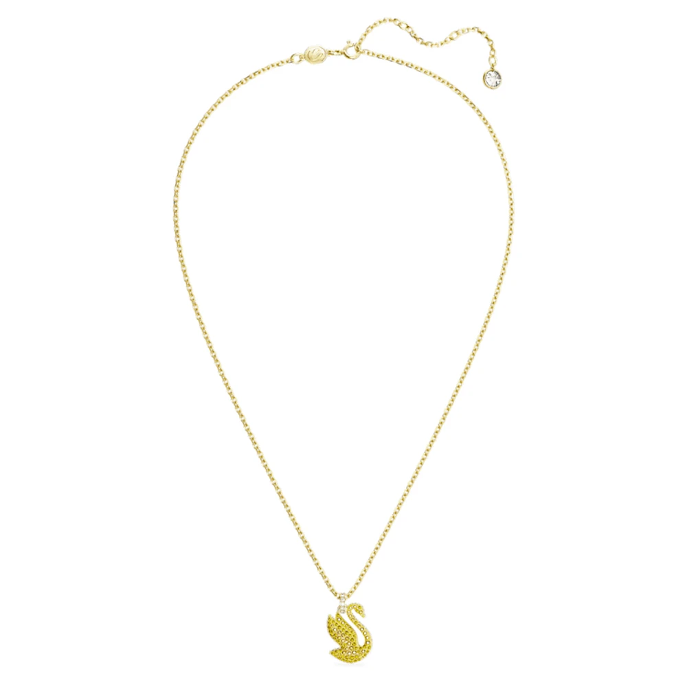 Swan pendant, Swan, Medium, Yellow, Gold-tone plated by SWAROVSKI