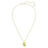 Swan pendant, Swan, Medium, Yellow, Gold-tone plated by SWAROVSKI