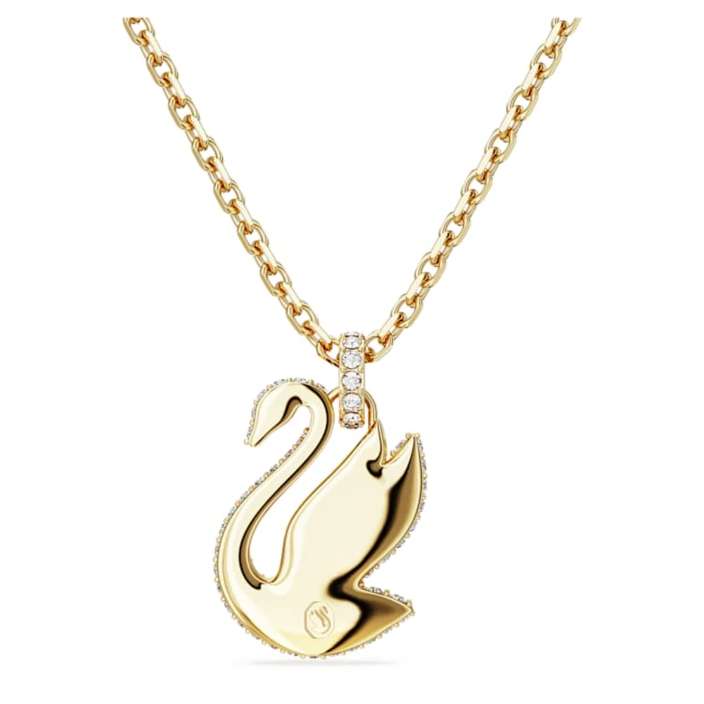 Swan pendant, Swan, Medium, Yellow, Gold-tone plated by SWAROVSKI