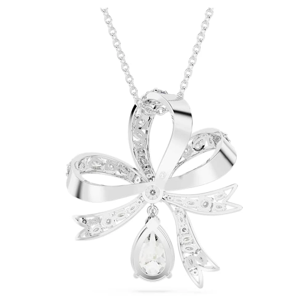 Hyperbola pendant, Bow, Large, White, Rhodium plated by SWAROVSKI