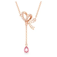 Hyperbola Y pendant, Bow, Pink, Rose gold-tone plated by SWAROVSKI