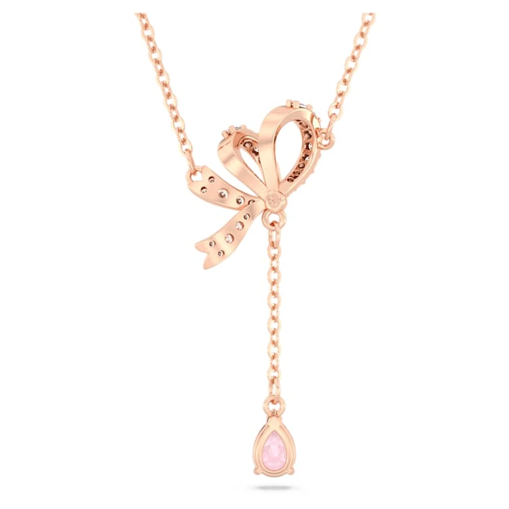 Hyperbola Y pendant, Bow, Pink, Rose gold-tone plated by SWAROVSKI