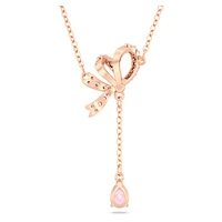 Hyperbola Y pendant, Bow, Pink, Rose gold-tone plated by SWAROVSKI