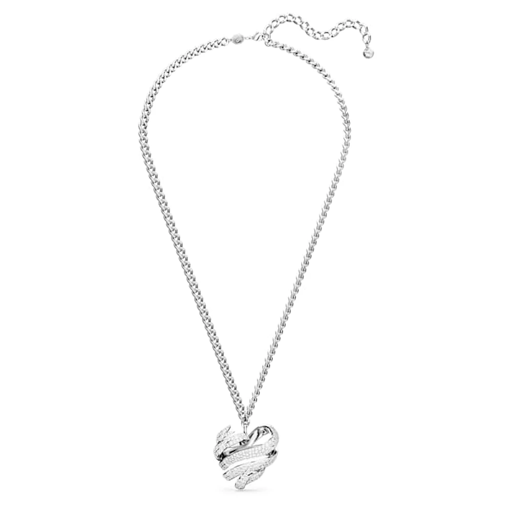 Hyperbola pendant, Heart, Large, White, Rhodium plated by SWAROVSKI