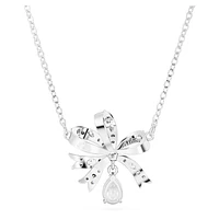 Hyperbola necklace, Bow, Small, White, Rhodium plated by SWAROVSKI