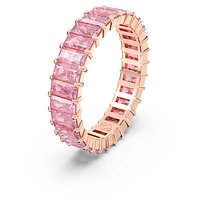 Matrix ring, Baguette cut, Pink, Rose gold-tone plated by SWAROVSKI