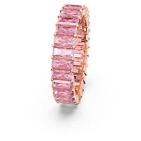 Matrix ring, Baguette cut, Pink, Rose gold-tone plated by SWAROVSKI