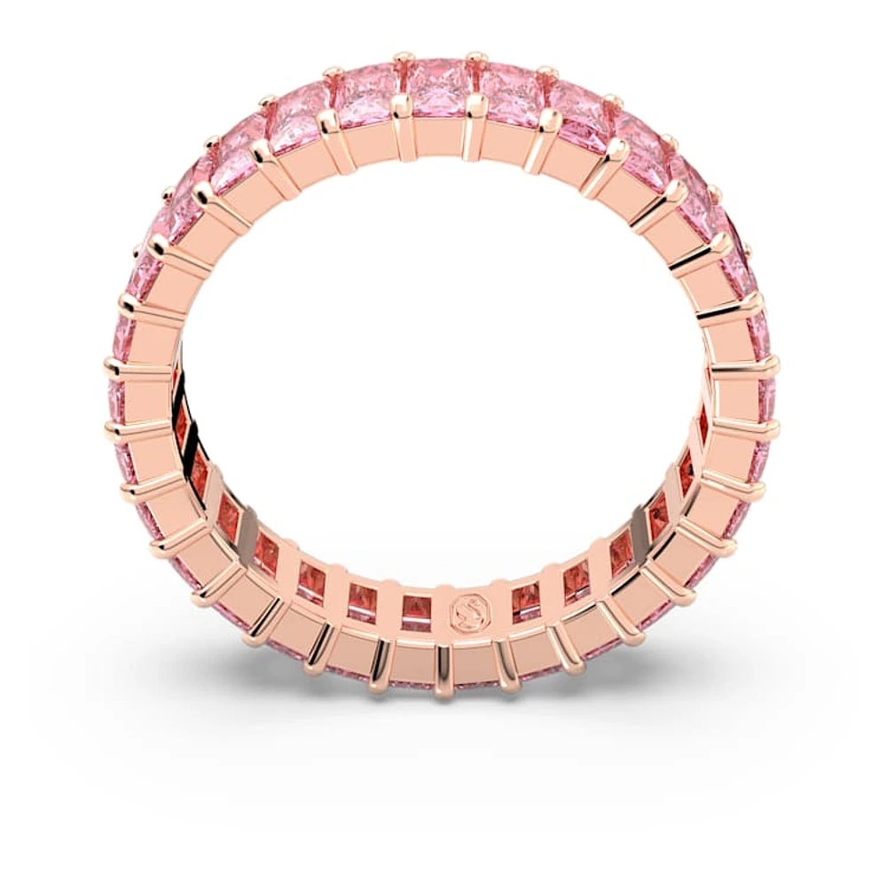 Matrix ring, Baguette cut, Pink, Rose gold-tone plated by SWAROVSKI