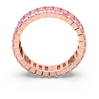 Matrix ring, Baguette cut, Pink, Rose gold-tone plated by SWAROVSKI