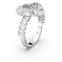 Matrix ring, Mixed cuts, Heart, White, Rhodium plated by SWAROVSKI