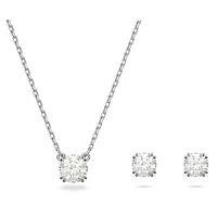 Stilla set, Round cut, White, Rhodium plated by SWAROVSKI