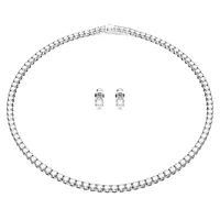 Matrix Tennis set, Round cut, White, Rhodium plated by SWAROVSKI