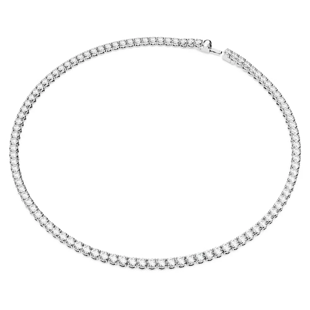 Matrix Tennis set, Round cut, White, Rhodium plated by SWAROVSKI