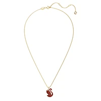 Swan pendant, Swan, Medium, Red, Gold-tone plated by SWAROVSKI