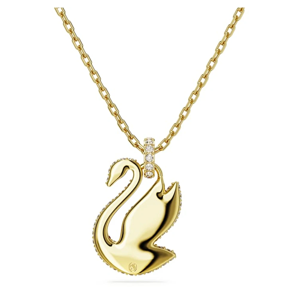 Swan pendant, Swan, Medium, Red, Gold-tone plated by SWAROVSKI