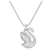 Swan pendant, Swan, Medium, White, Rhodium plated by SWAROVSKI