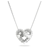 Matrix pendant, Mixed cuts, Heart, White, Rhodium plated by SWAROVSKI