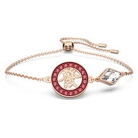 Alea bracelet, Red, Rose gold-tone plated by SWAROVSKI