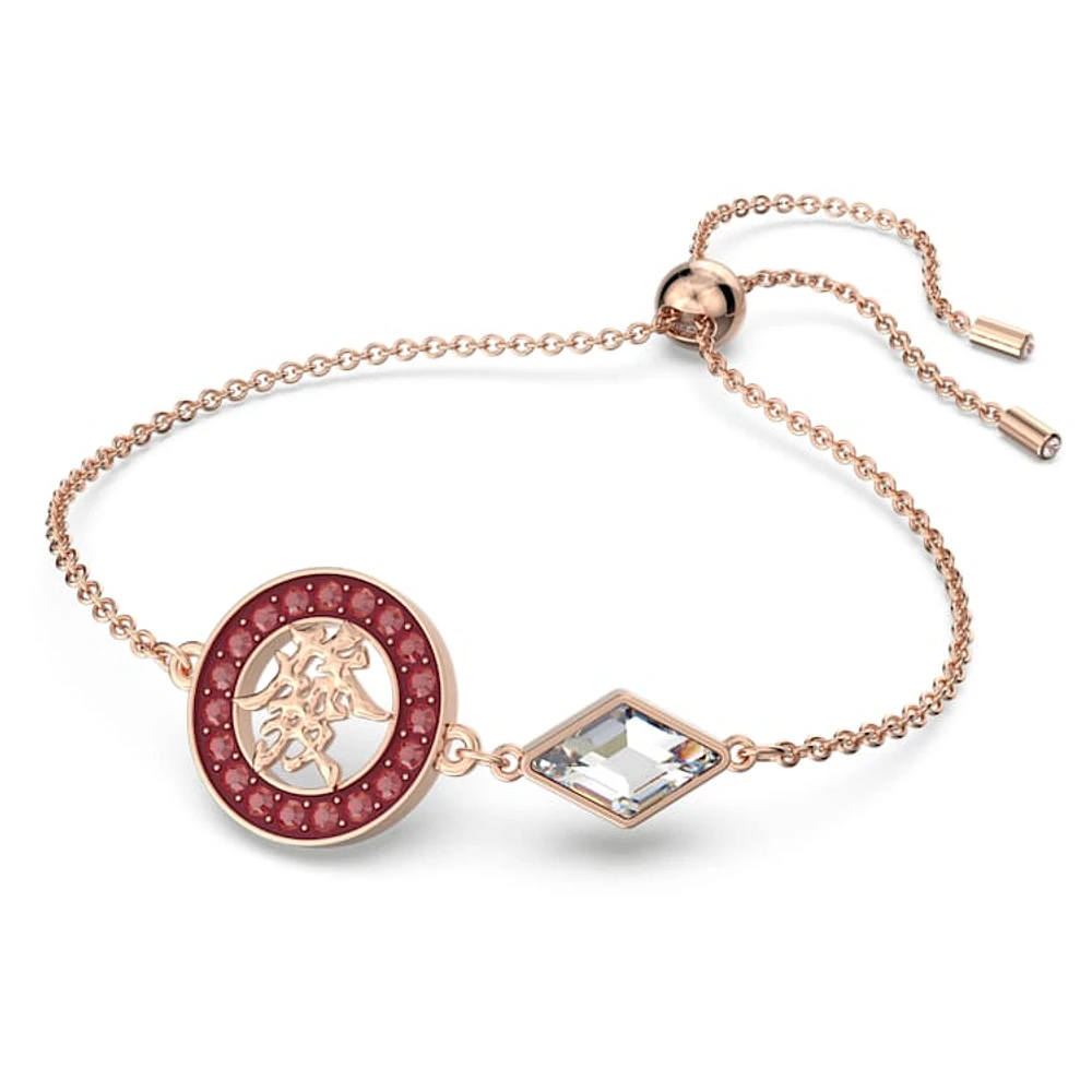 Alea bracelet, Red, Rose gold-tone plated by SWAROVSKI