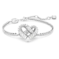 Matrix bracelet, Heart, White, Rhodium plated by SWAROVSKI