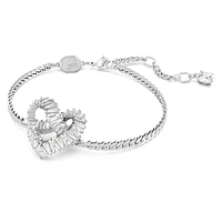 Matrix bracelet, Heart, White, Rhodium plated by SWAROVSKI