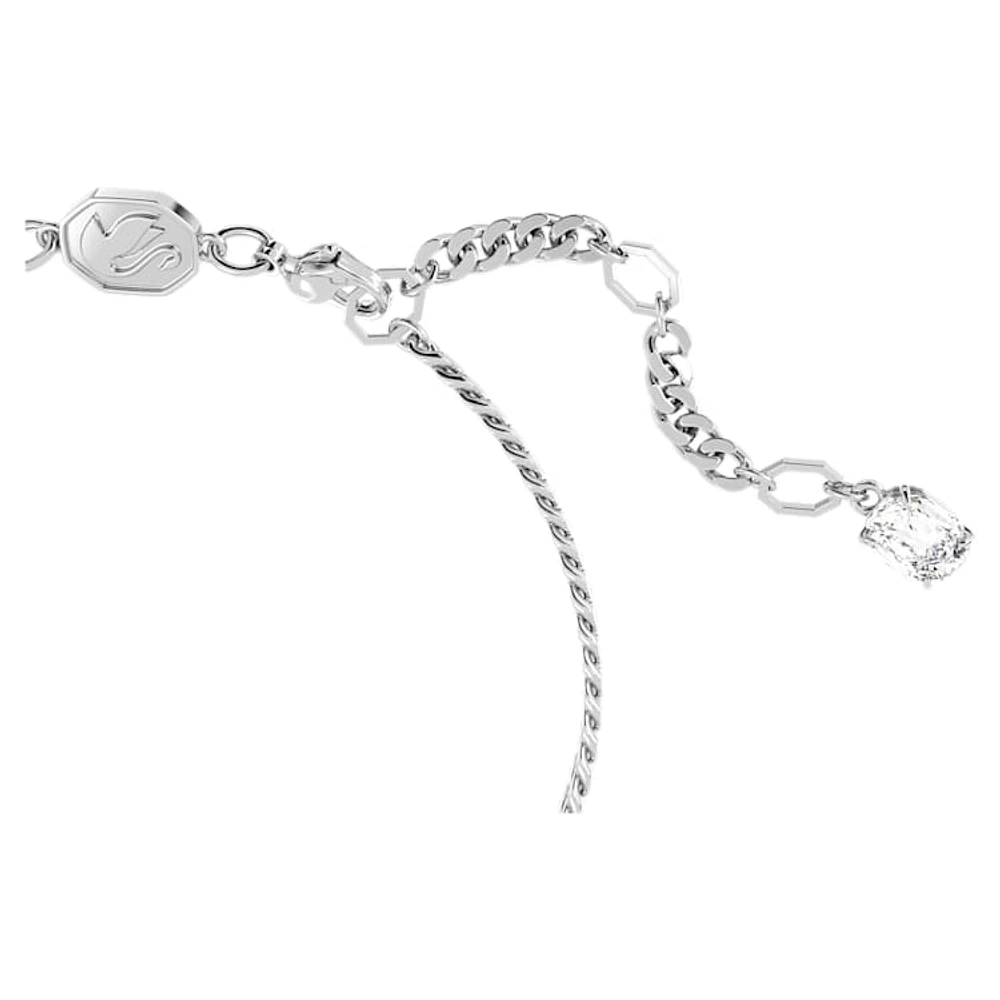 Matrix bracelet, Heart, White, Rhodium plated by SWAROVSKI