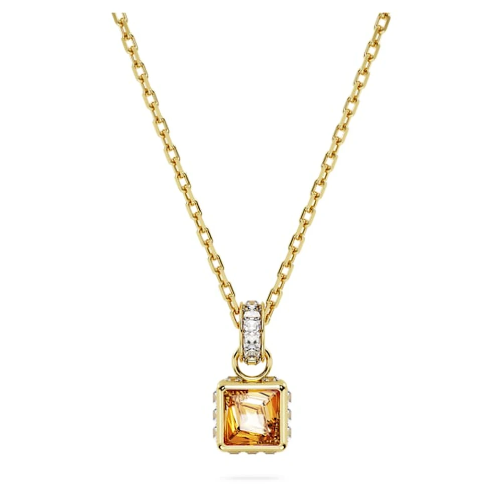 Chroma pendant, Square cut, Yellow, Gold-tone plated by SWAROVSKI