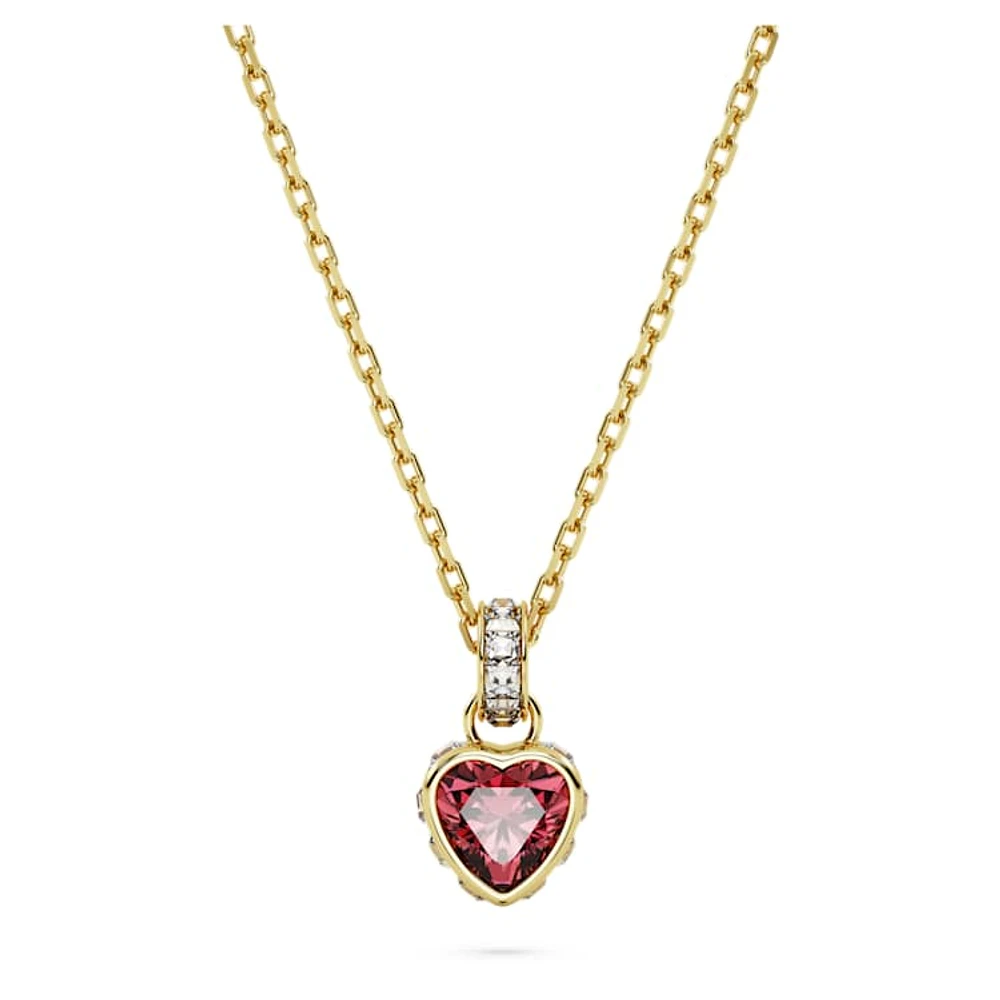 Chroma pendant, Heart, Red, Gold-tone plated by SWAROVSKI