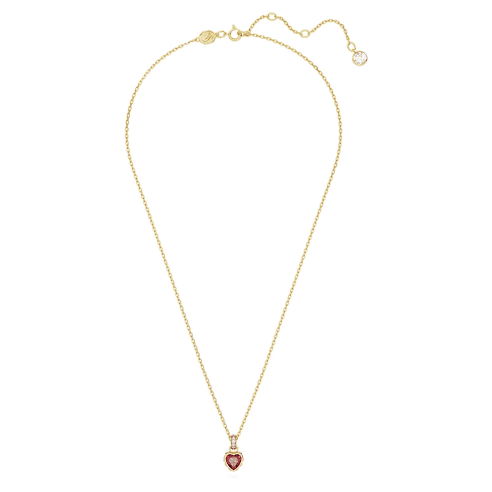 Chroma pendant, Heart, Red, Gold-tone plated by SWAROVSKI