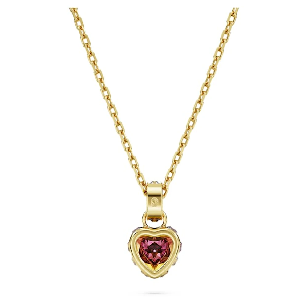 Chroma pendant, Heart, Red, Gold-tone plated by SWAROVSKI