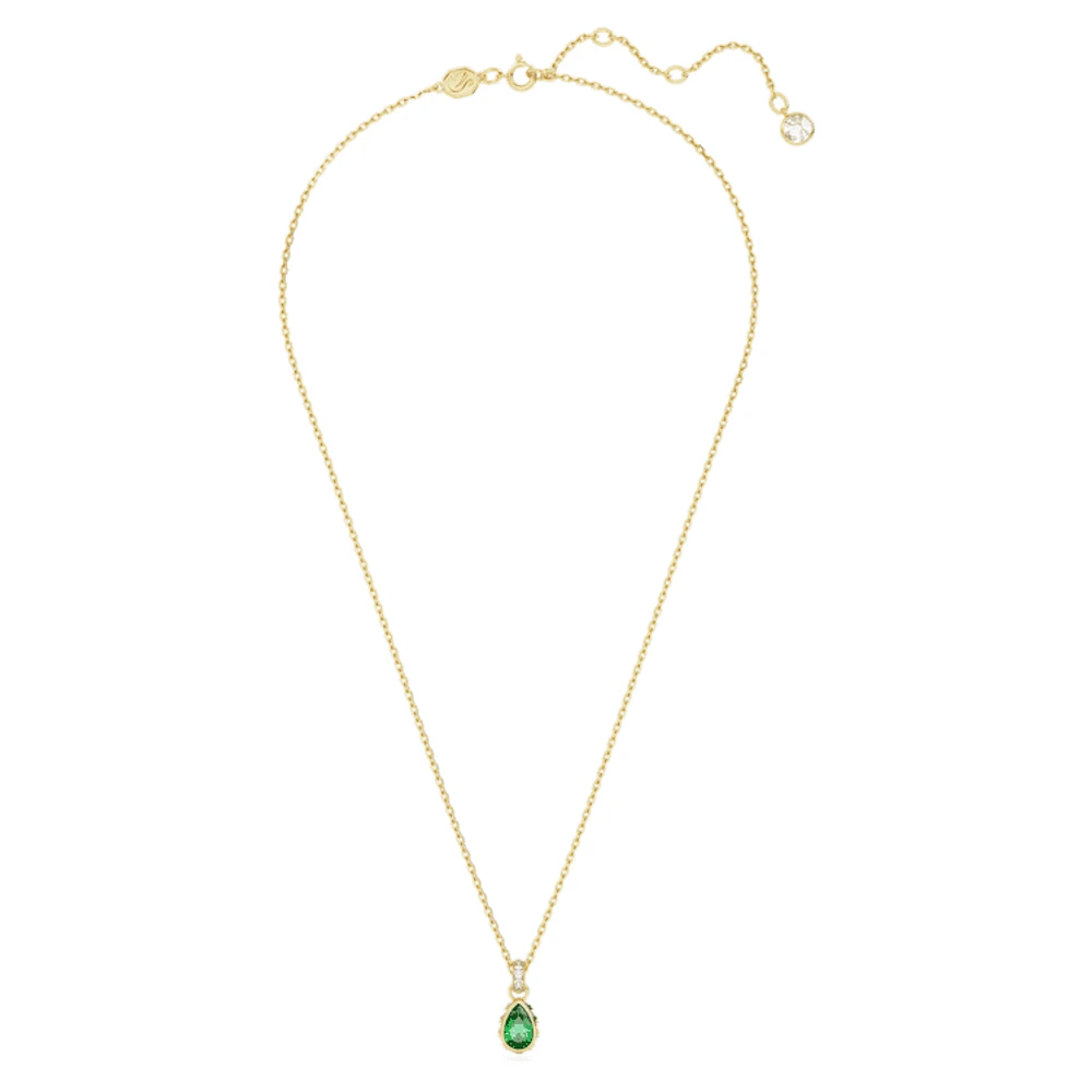 Chroma pendant, Pear cut, Green, Gold-tone plated by SWAROVSKI