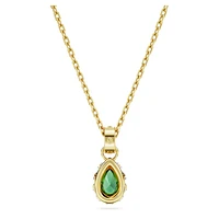 Chroma pendant, Pear cut, Green, Gold-tone plated by SWAROVSKI