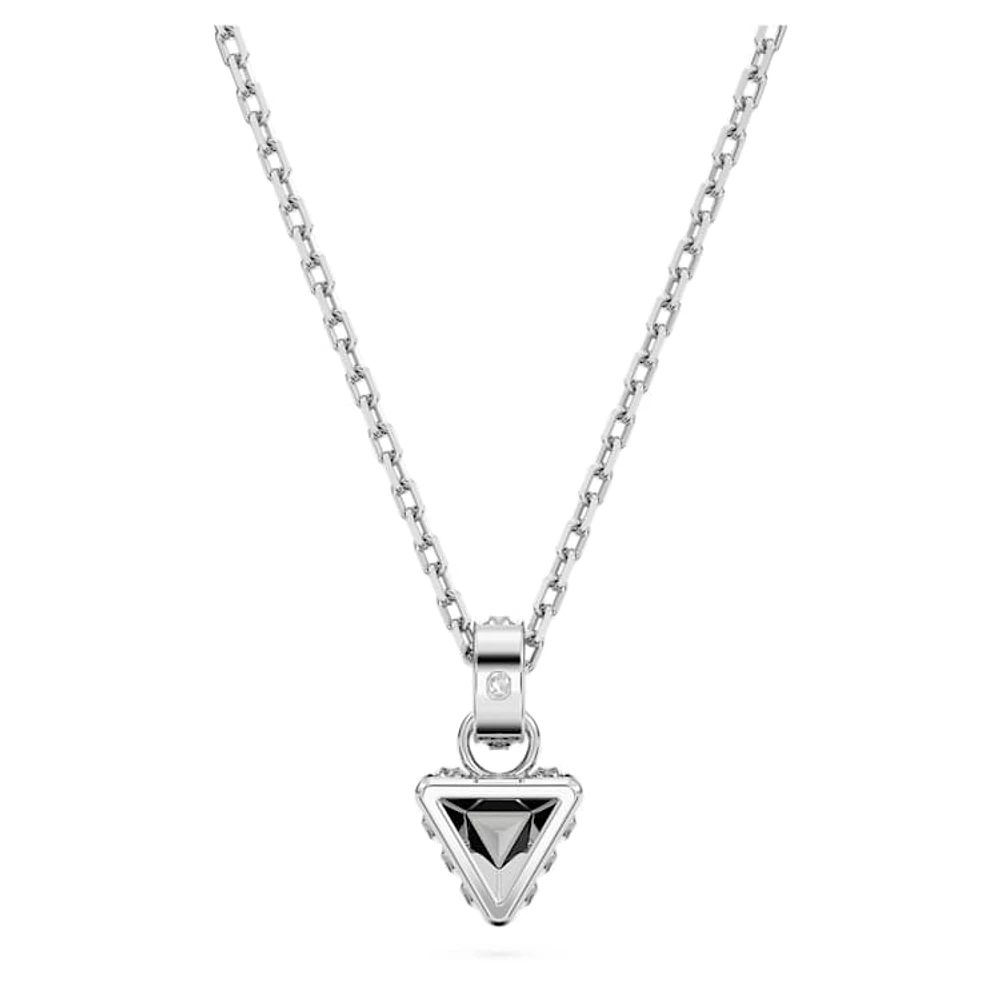 Chroma pendant, Triangle cut, Grey, Rhodium plated by SWAROVSKI