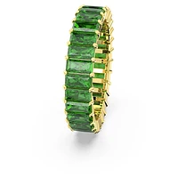 Matrix ring, Baguette cut, Green, Gold-tone plated by SWAROVSKI