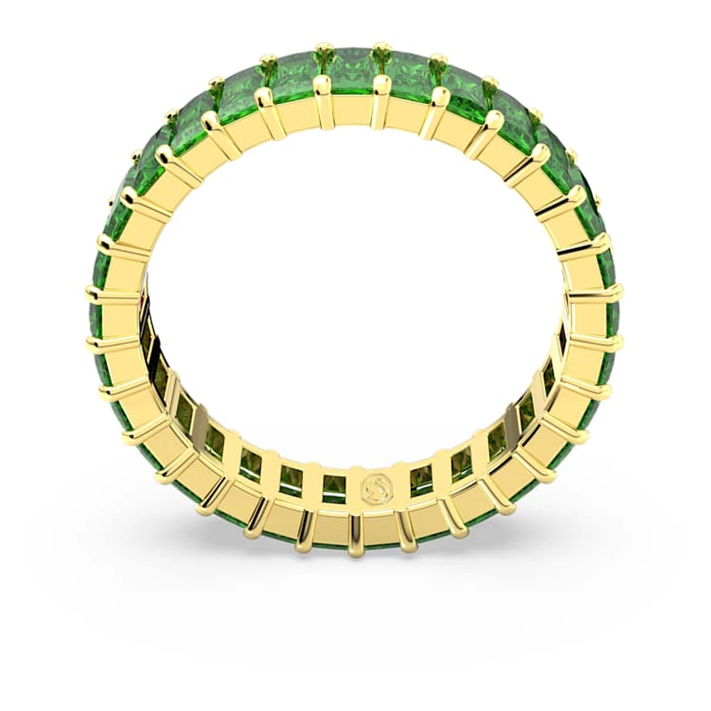 Matrix ring, Baguette cut, Green, Gold-tone plated by SWAROVSKI