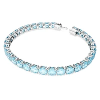 Matrix Tennis bracelet, Round cut, Blue, Rhodium plated by SWAROVSKI