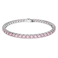 Matrix Tennis bracelet, Round cut, Pink, Rhodium plated by SWAROVSKI