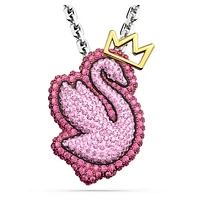 Swan pendant, Swan, Long, Pink, Rhodium plated by SWAROVSKI