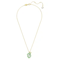 Swan pendant, Swan, Green, Gold-tone plated by SWAROVSKI