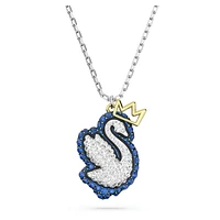 Swan pendant, Swan, Blue, Rhodium plated by SWAROVSKI