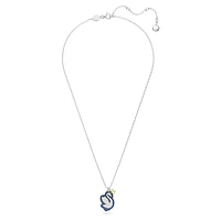 Swan pendant, Swan, Blue, Rhodium plated by SWAROVSKI