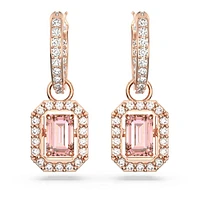 Una drop earrings, Octagon cut, Pink, Rose gold-tone plated by SWAROVSKI